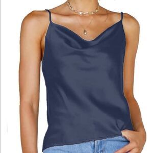 New Cowl Neck Satin Cami Silky Cami Tank Top Soft